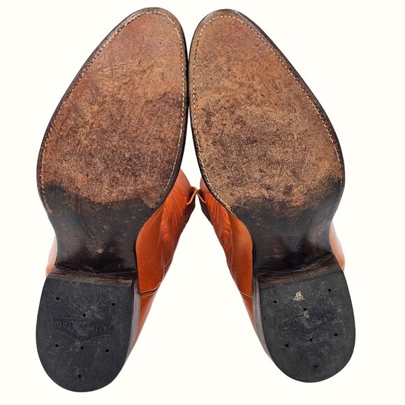 Kangaroo Exotic Bona Allen Cowboy Boots Mens 8D Rust Orange Leather Western 8268 - Picture 3 of 16